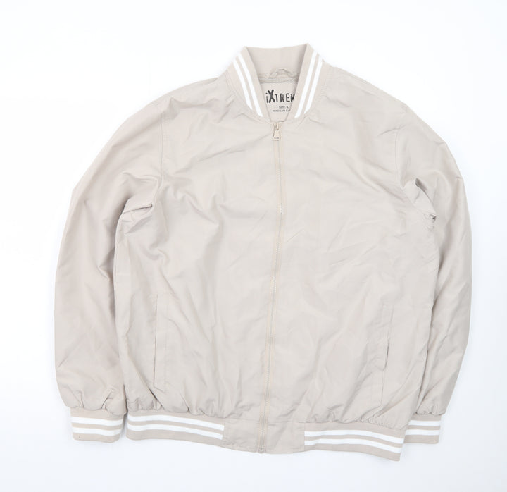 iXtreme Women Beige Bomber Jacket L Lightweight Casual Zip Up