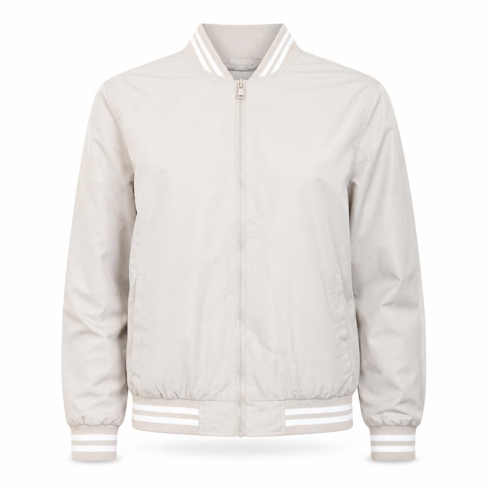 Front view of iXtreme Women Beige Bomber Jacket L Lightweight Casual Zip Up