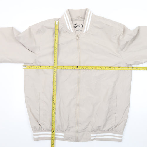 iXtreme Women Beige Bomber Jacket L Lightweight Casual Zip Up