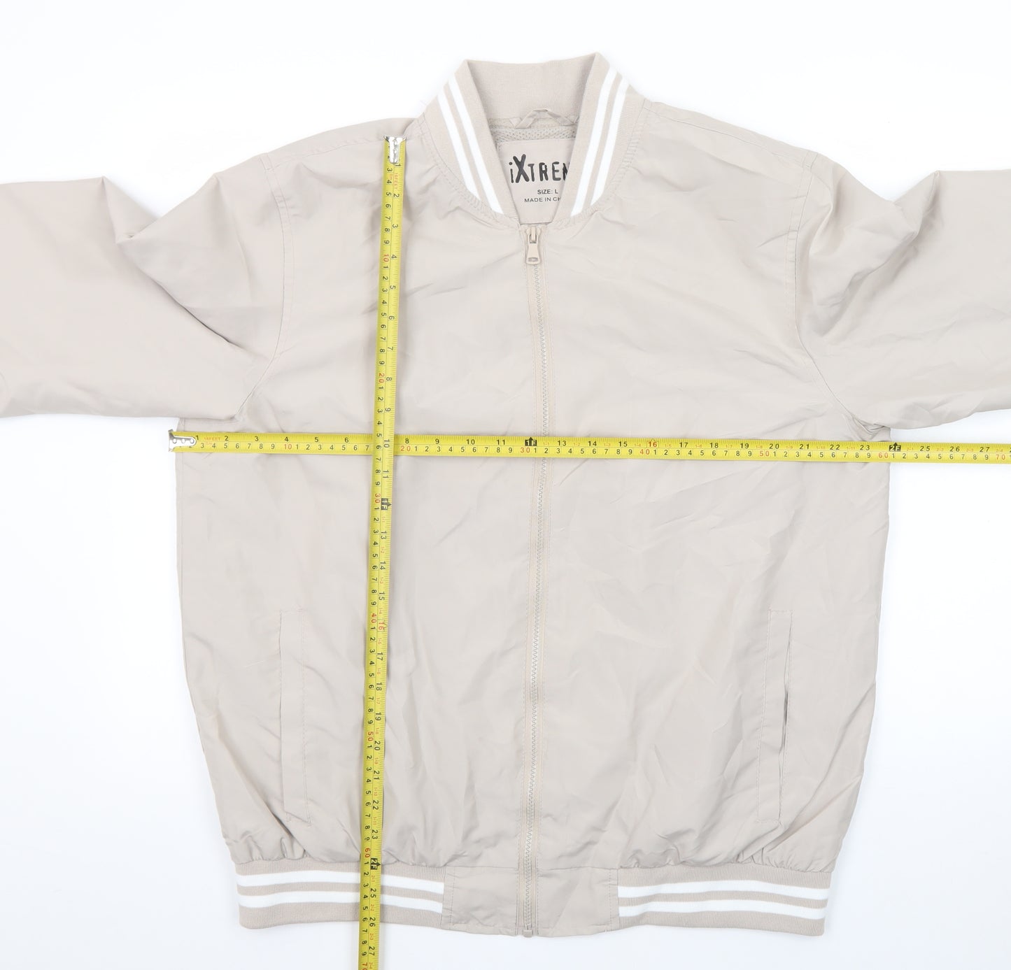 iXtreme Women Beige Bomber Jacket L Lightweight Casual Zip Up
