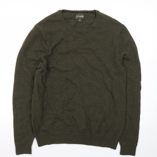 Superdry Men's Green XL Crew Neck Wool Pullover Jumper
