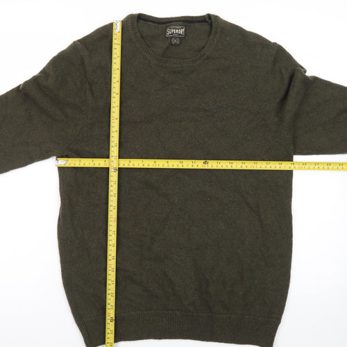 Superdry Men's Green XL Crew Neck Wool Pullover Jumper