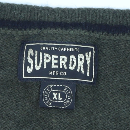 Superdry Men's Green XL Crew Neck Wool Pullover Jumper