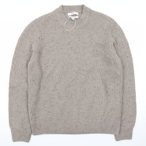 Marks and Spencer Men’s Beige Lambswool Blend Chunky Knit Jumper L