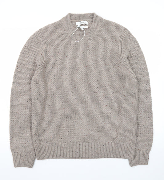 Marks and Spencer Men’s Beige Lambswool Blend Chunky Knit Jumper L