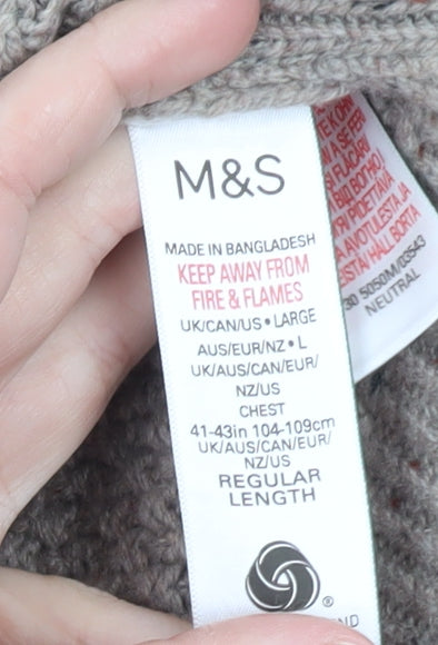 Marks and Spencer Men’s Beige Lambswool Blend Chunky Knit Jumper L