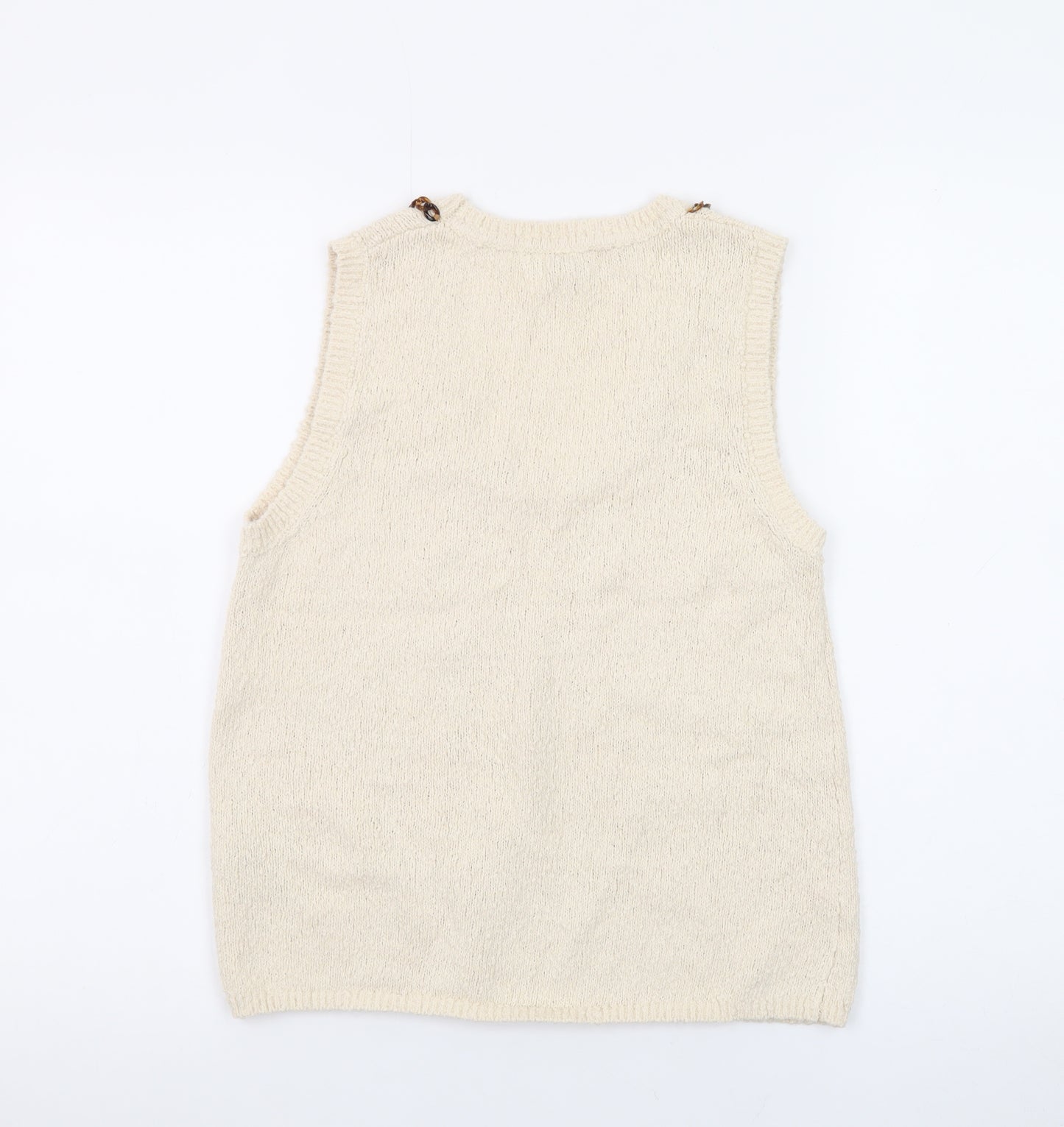 Marks and Spencer Women Beige XS Knit Beaded Vest Jumper