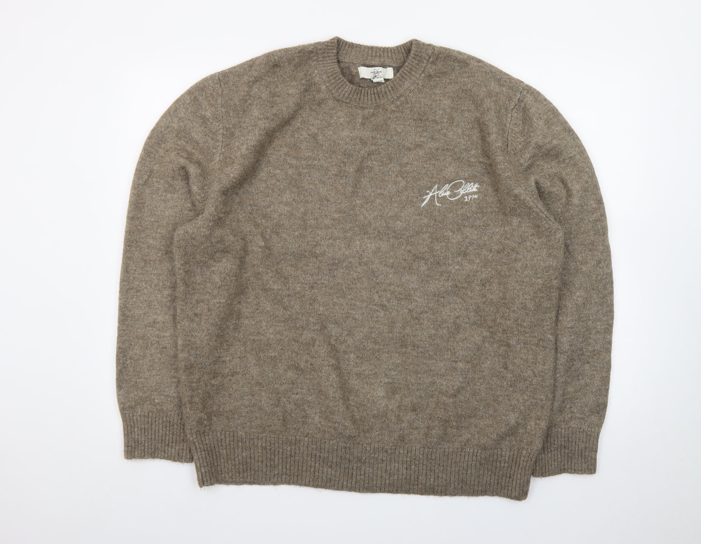 River Island Women Brown Wool Blend Crew Neck Jumper L