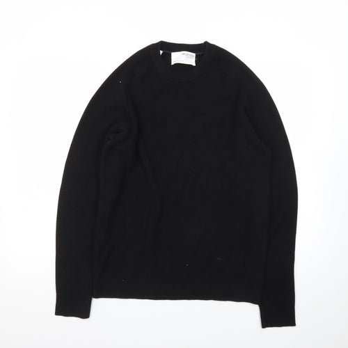 Selected Homme Men's Black Cotton Crew Neck Pullover Jumper Size M