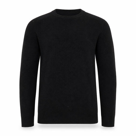 Front view of Selected Homme Men's Black Cotton Crew Neck jumper, size M