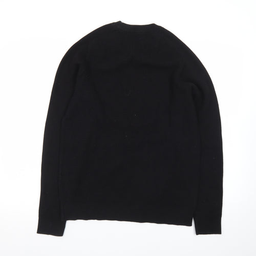 Selected Homme Men's Black Cotton Crew Neck Pullover Jumper Size M