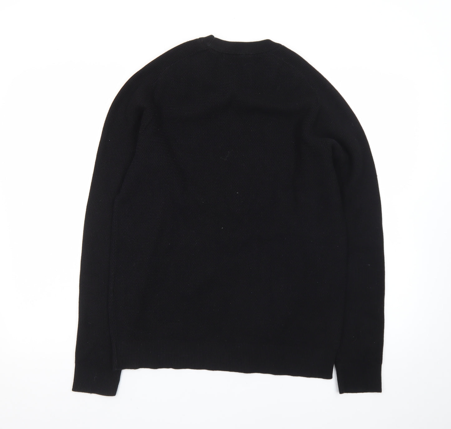 Selected Homme Men's Black Cotton Crew Neck Pullover Jumper Size M