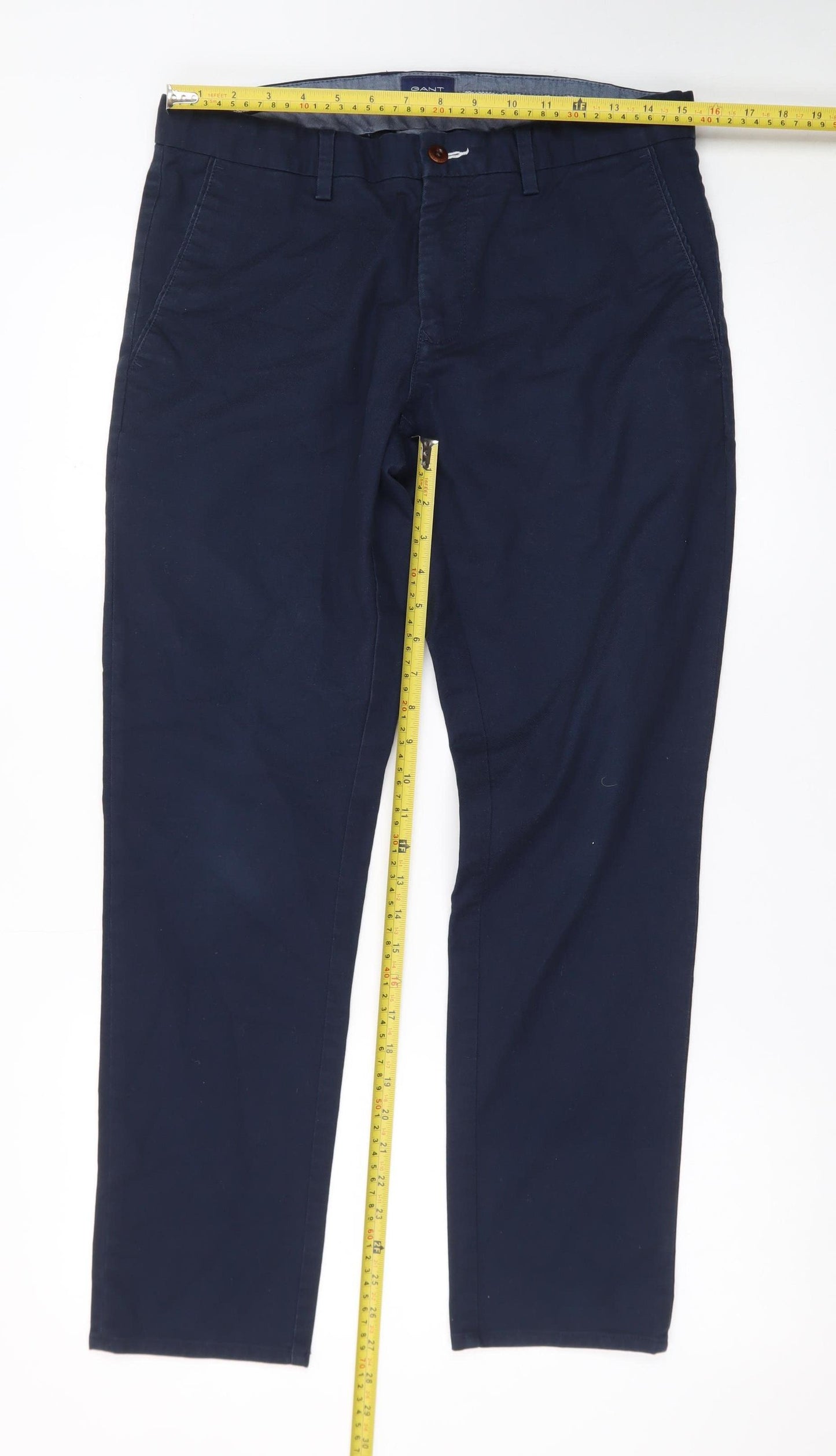 GANT Men's Blue Chino Trousers W32 L30 Regular Fit Smart Casual
