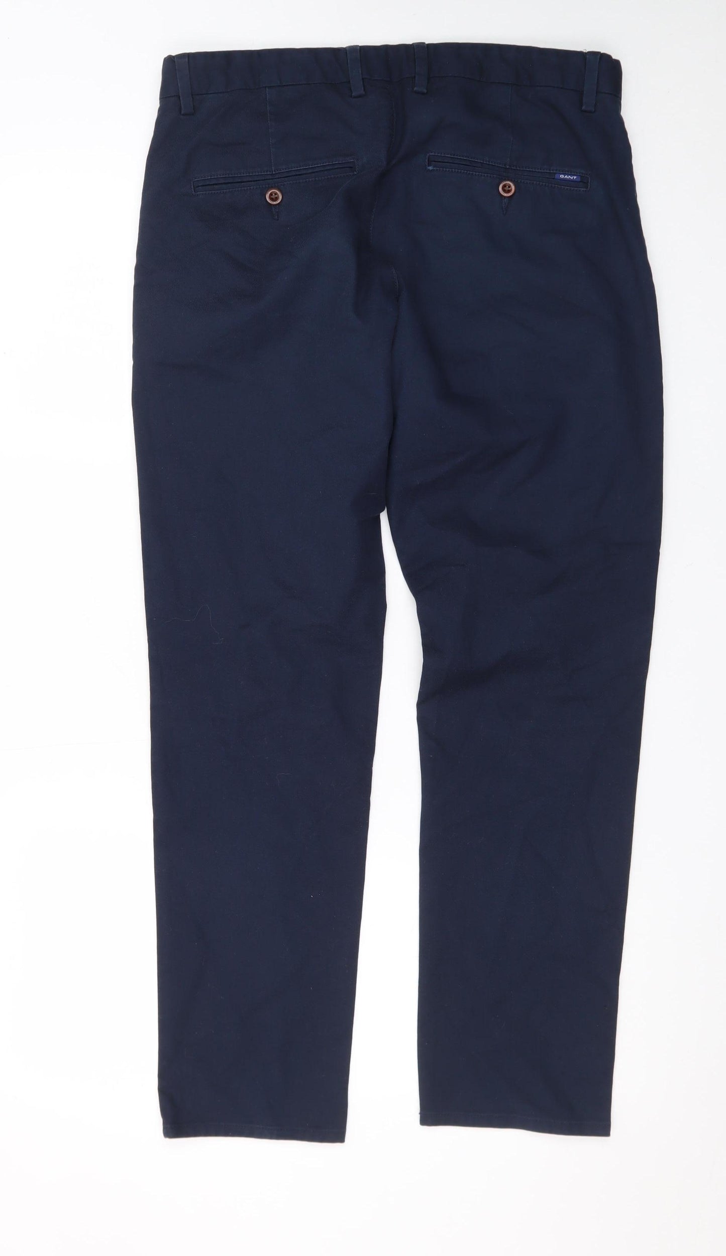 GANT Men's Blue Chino Trousers W32 L30 Regular Fit Smart Casual