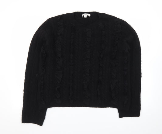 Marks and Spencer Women’s Black Cable-Knit Ruffle Jumper M