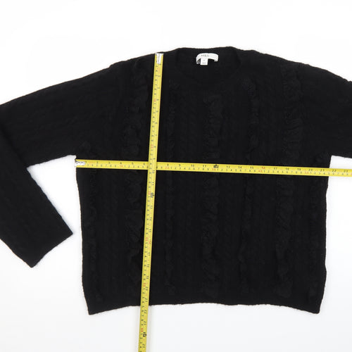 Marks and Spencer Women’s Black Cable-Knit Ruffle Jumper M