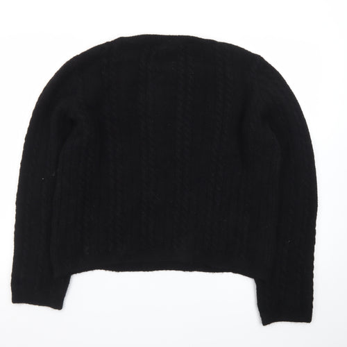 Marks and Spencer Women’s Black Cable-Knit Ruffle Jumper M