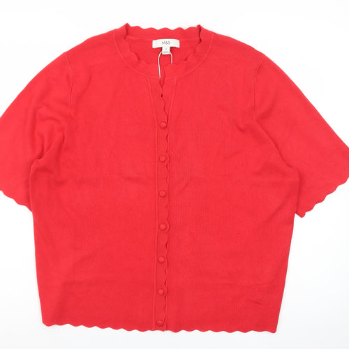 Marks and Spencer Women’s Red Short Sleeve Cardigan XL