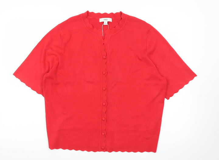 Marks and Spencer Women’s Red Short Sleeve Cardigan XL