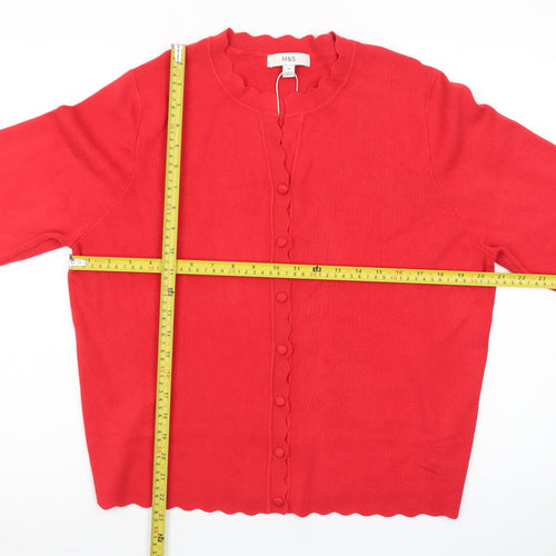 Marks and Spencer Women’s Red Short Sleeve Cardigan XL