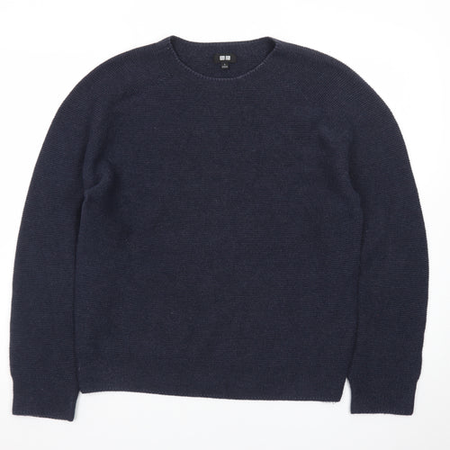Uniqlo Men Blue Wool Crew Neck Jumper S Regular Fit
