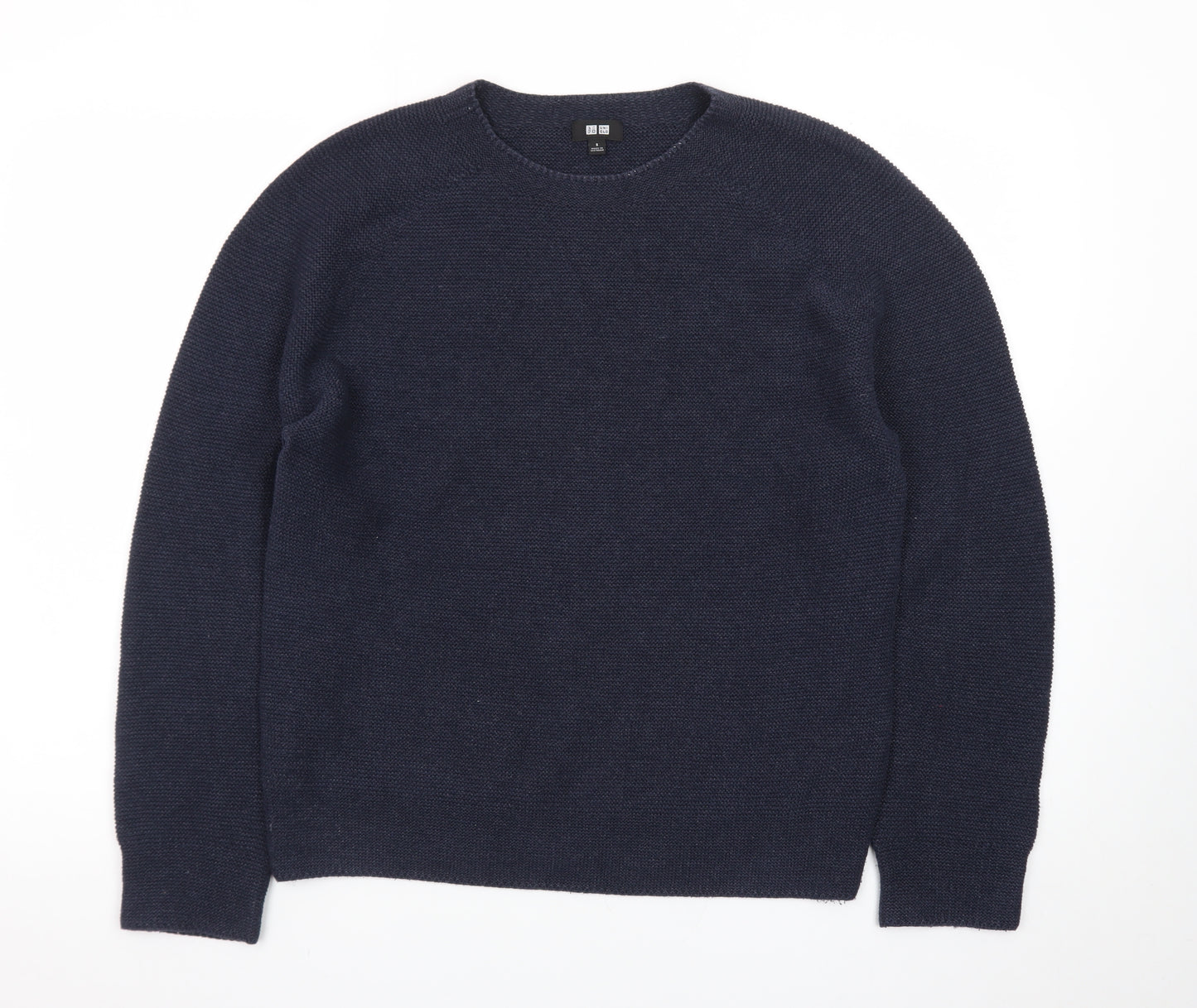 Uniqlo Men Blue Wool Crew Neck Jumper S Regular Fit