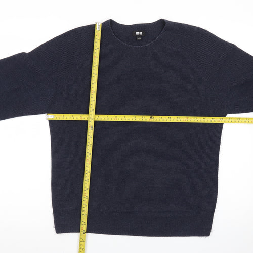 Uniqlo Men Blue Wool Crew Neck Jumper S Regular Fit