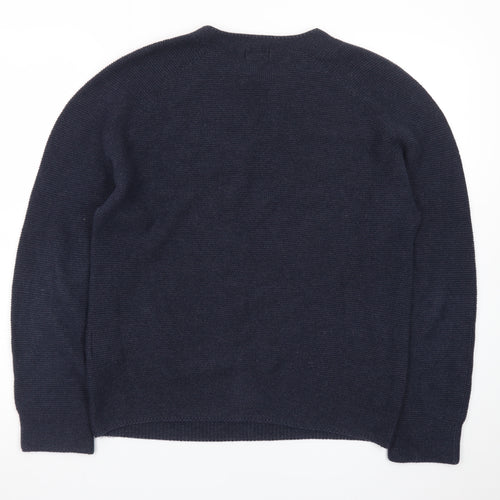Uniqlo Men Blue Wool Crew Neck Jumper S Regular Fit