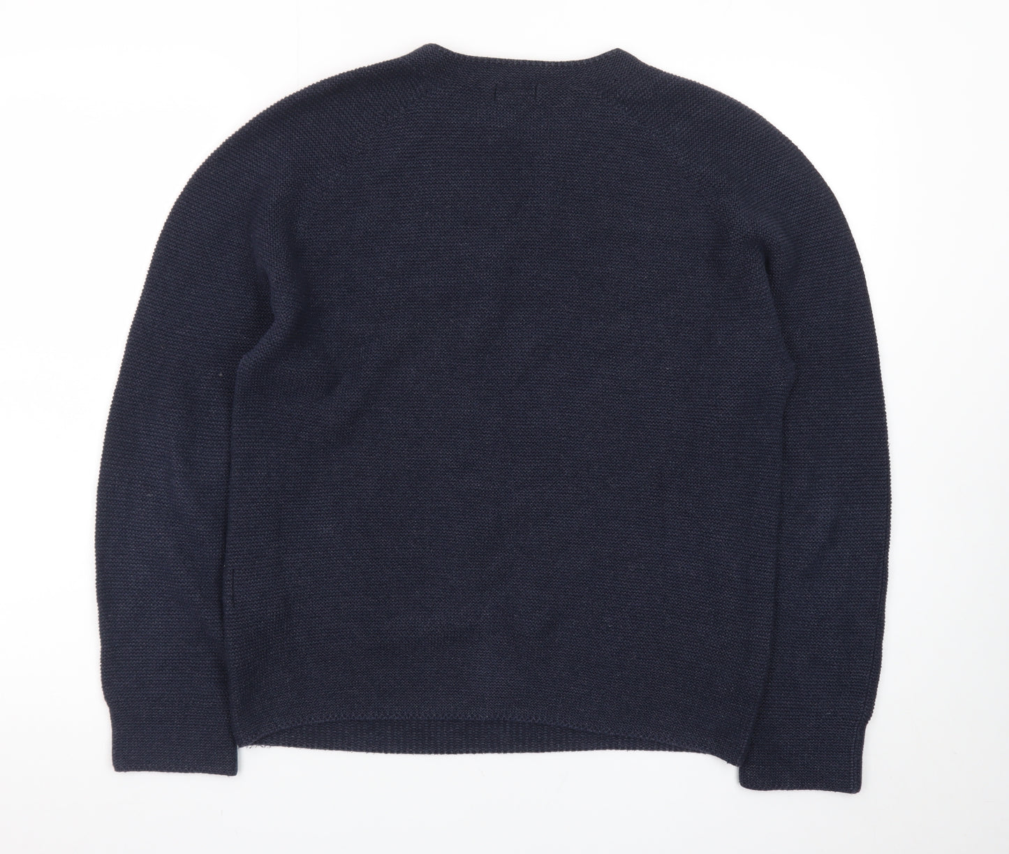 Uniqlo Men Blue Wool Crew Neck Jumper S Regular Fit