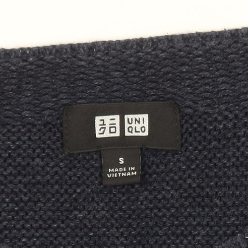 Uniqlo Men Blue Wool Crew Neck Jumper S Regular Fit