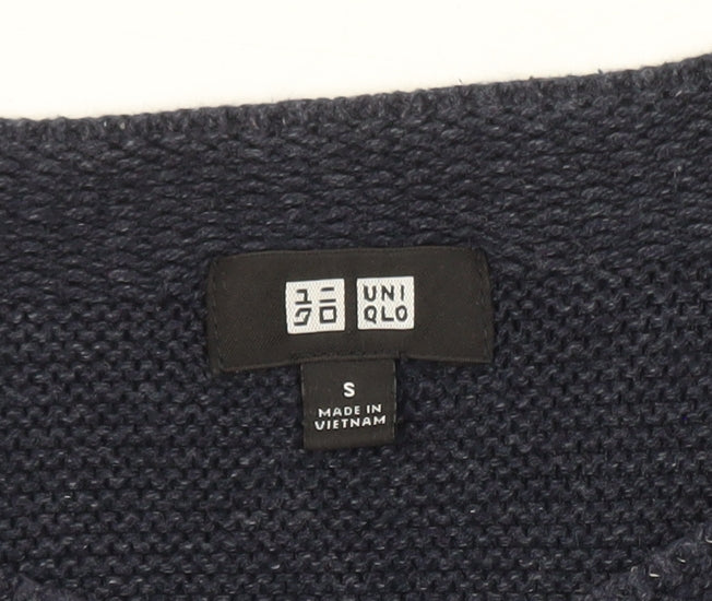 Uniqlo Men Blue Wool Crew Neck Jumper S Regular Fit