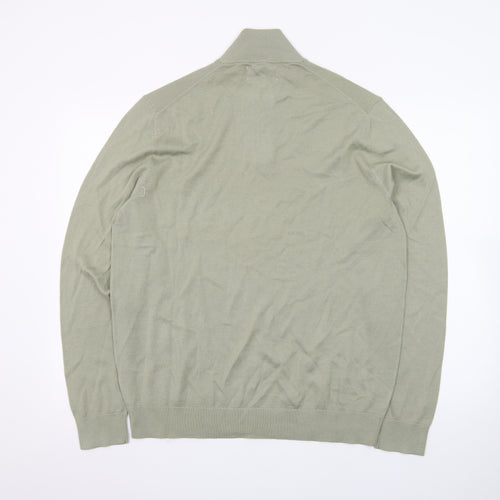 Marks and Spencer Men’s Green Merino Wool Half Zip Jumper L