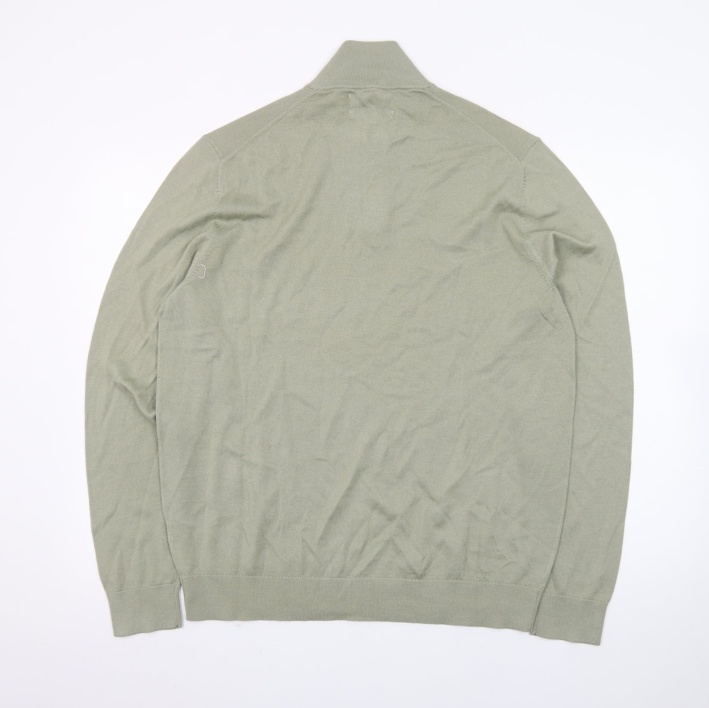 Marks and Spencer Men’s Green Merino Wool Half Zip Jumper L