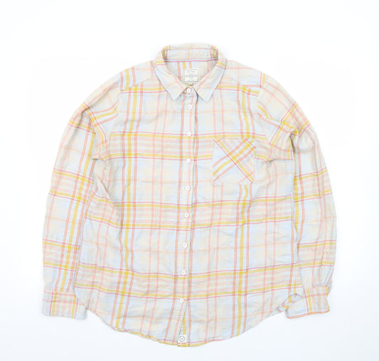 FatFace Women’s Multicoloured Cotton Check Long Sleeve Button-Up Shirt Size 12