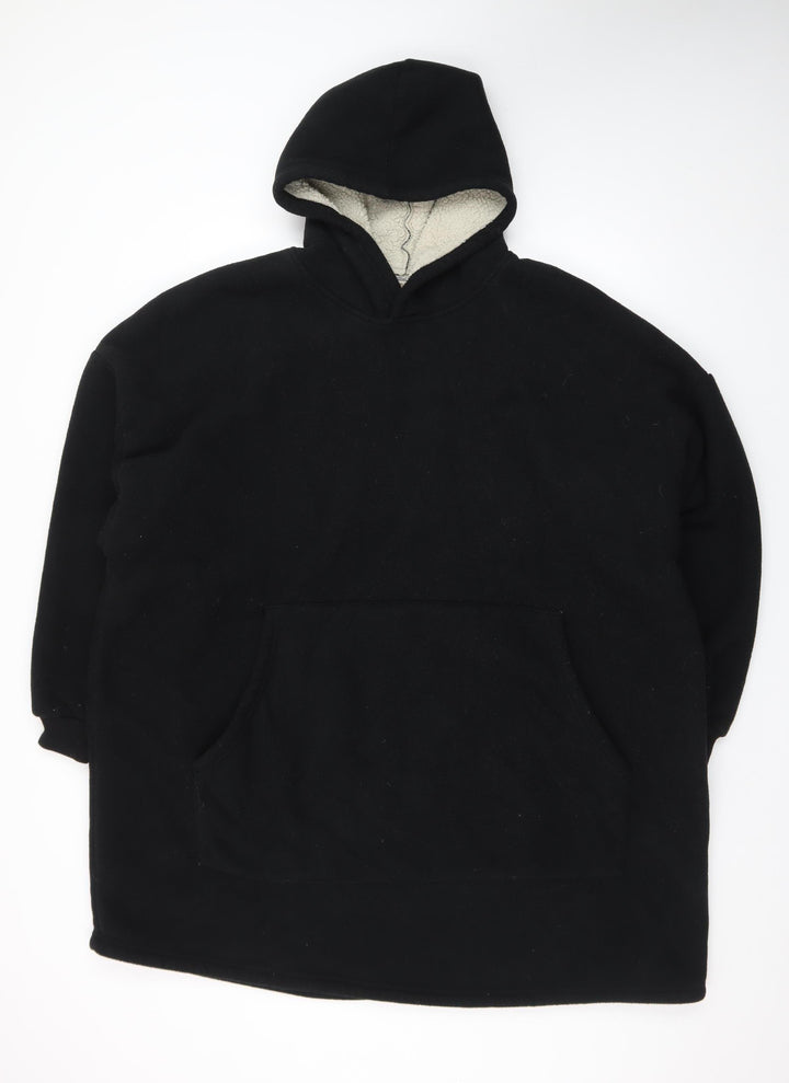 Mountain Warehouse Men Black Fleece Hooded Robe One Size Winter