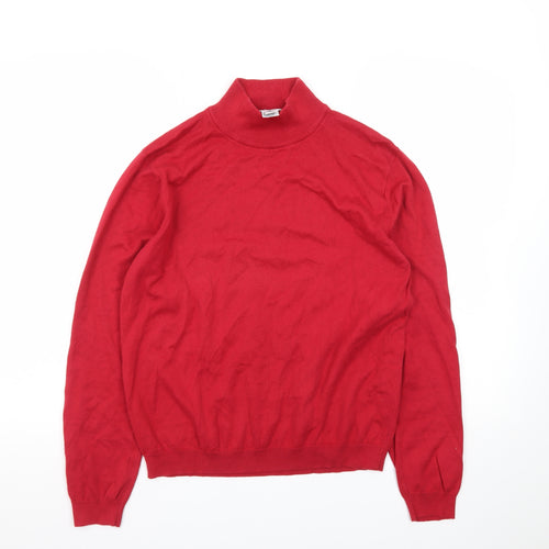 Talbots Women Red Roll Neck Cotton Pullover Jumper M