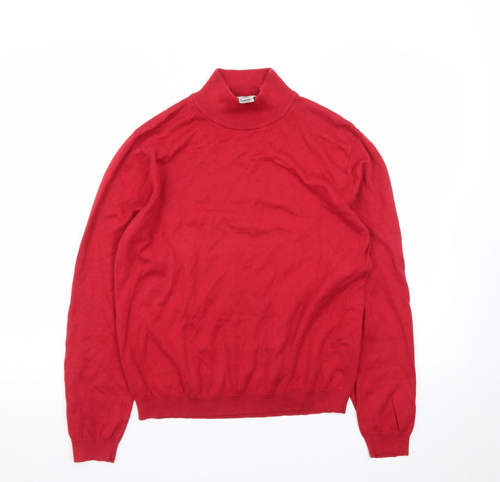 Talbots Women Red Roll Neck Cotton Pullover Jumper M