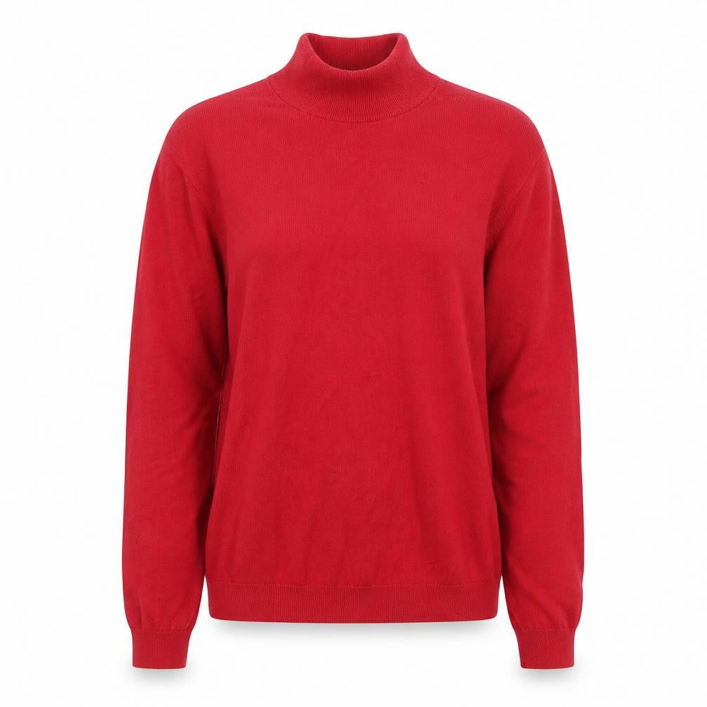Front view of Talbots Women Red Roll Neck Cotton jumper M