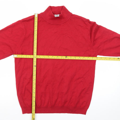 Talbots Women Red Roll Neck Cotton Pullover Jumper M
