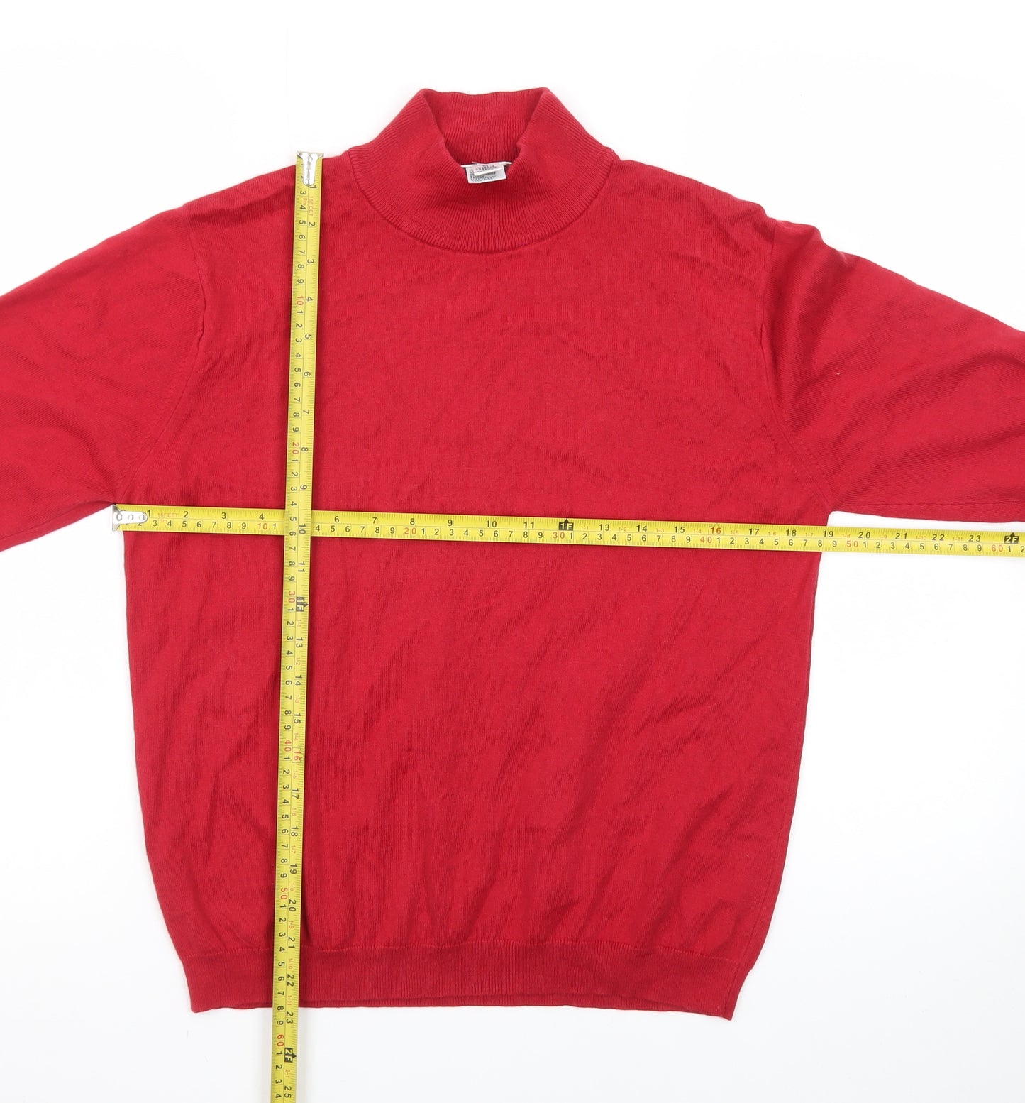 Talbots Women Red Roll Neck Cotton Pullover Jumper M