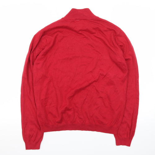 Talbots Women Red Roll Neck Cotton Pullover Jumper M