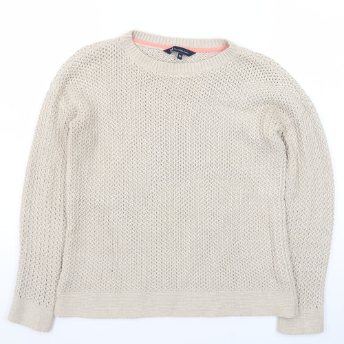 Crew Clothing Company Women Beige Cotton Chunky Knit Jumper Size 10