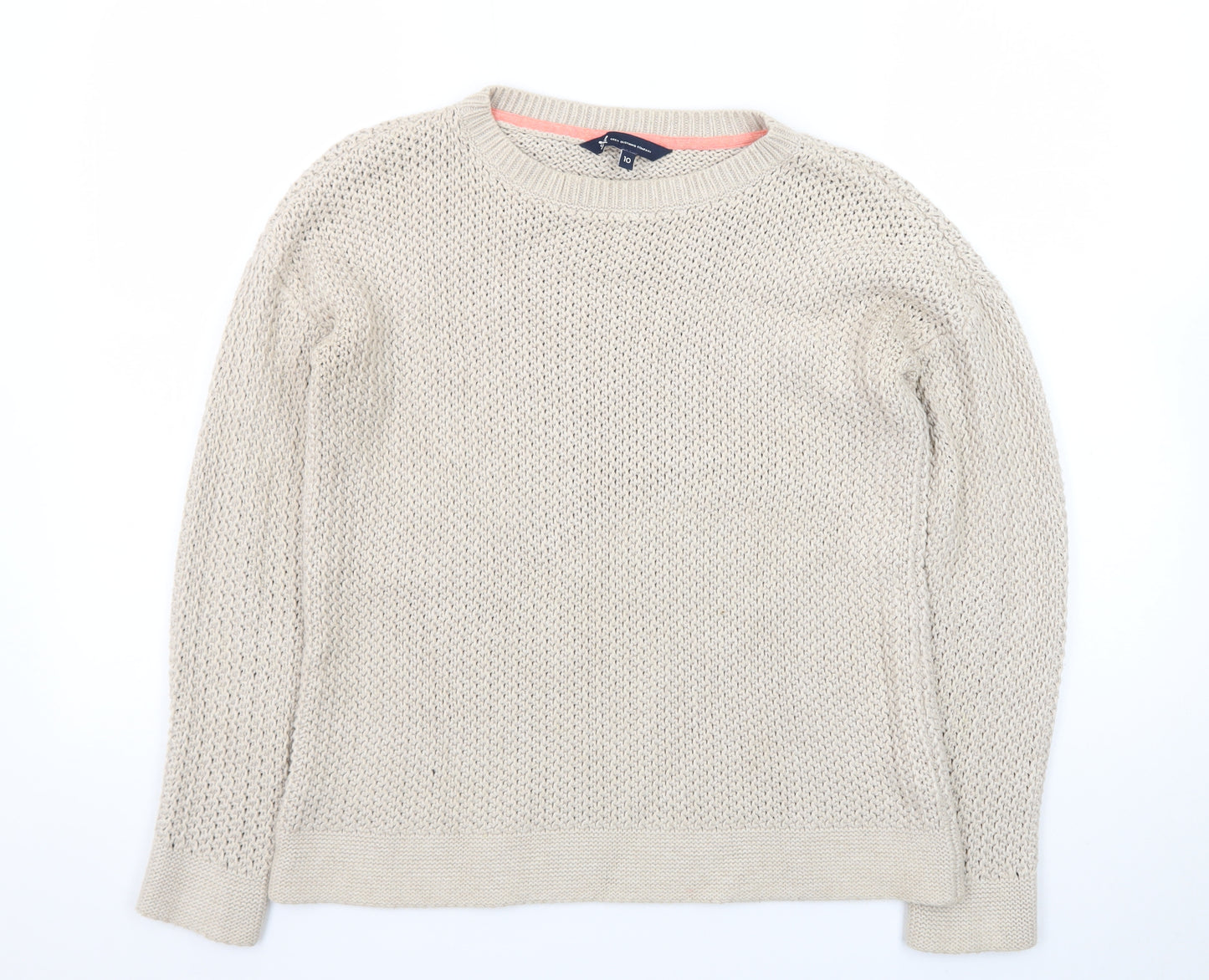 Crew Clothing Company Women Beige Cotton Chunky Knit Jumper Size 10