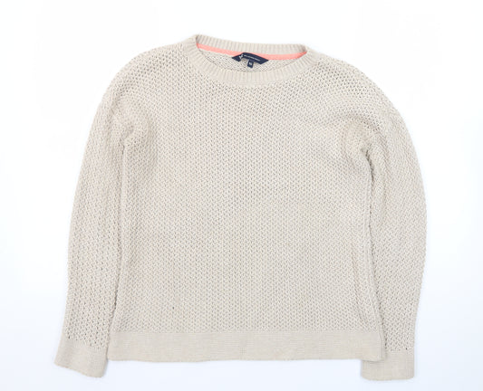 Crew Clothing Company Women Beige Cotton Chunky Knit Jumper Size 10