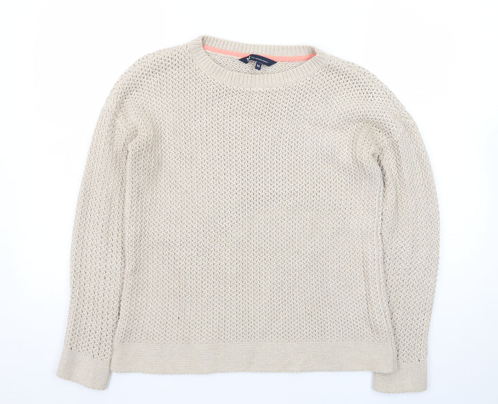 Crew Clothing Company Women Beige Cotton Chunky Knit Jumper Size 10