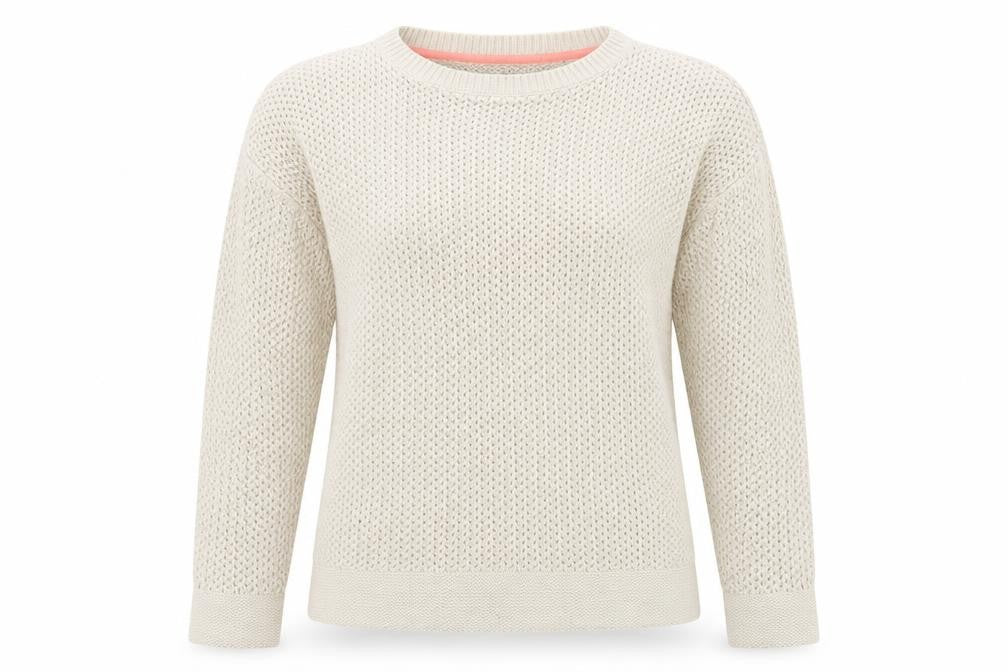 Crew Clothing Company Women Beige Cotton Chunky Knit Jumper Size 10