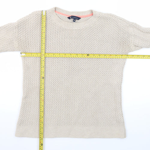 Crew Clothing Company Women Beige Cotton Chunky Knit Jumper Size 10