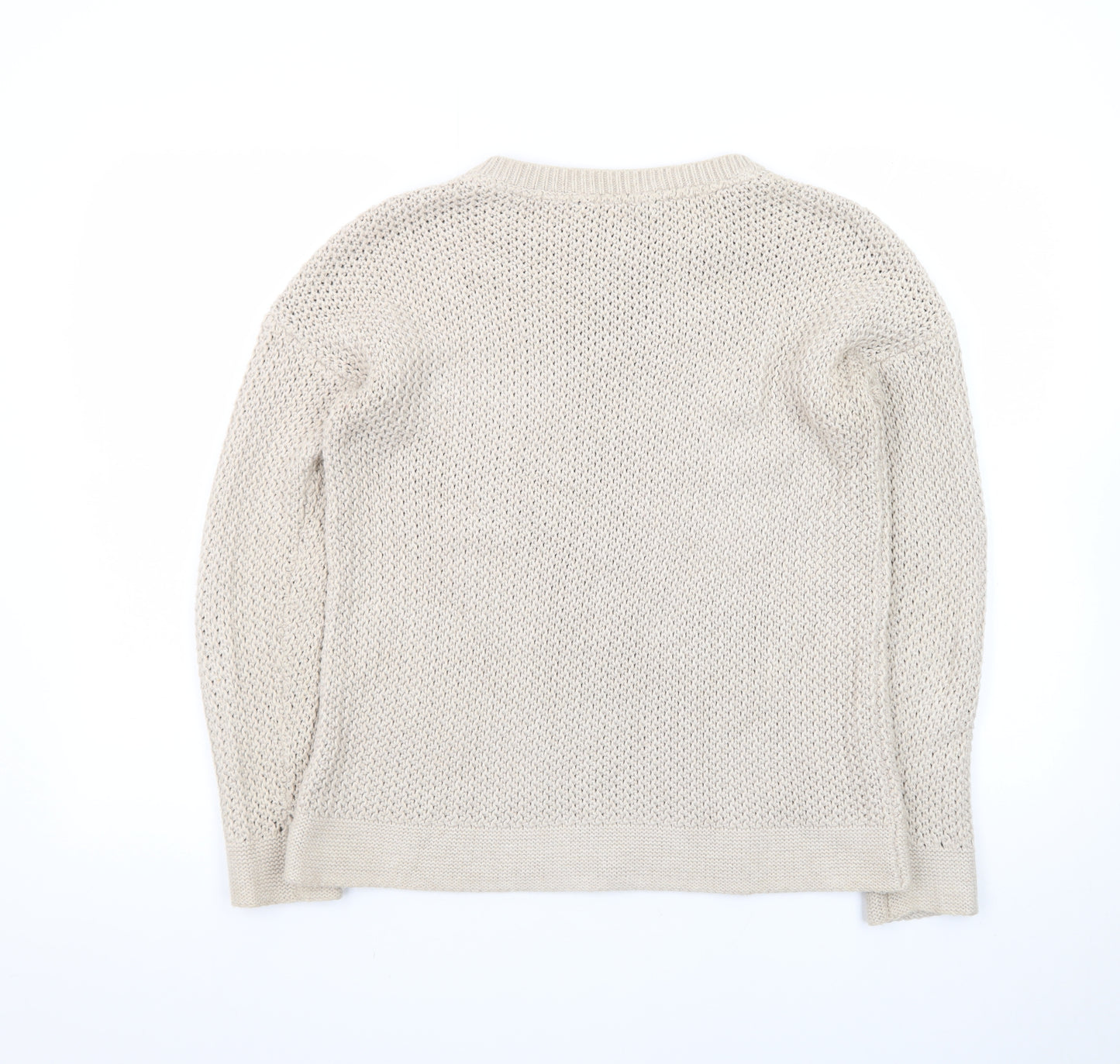 Crew Clothing Company Women Beige Cotton Chunky Knit Jumper Size 10