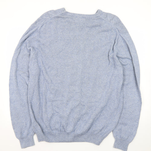 Lyle & Scott Men Blue XL Cable-Knit Cotton Crew Neck Jumper