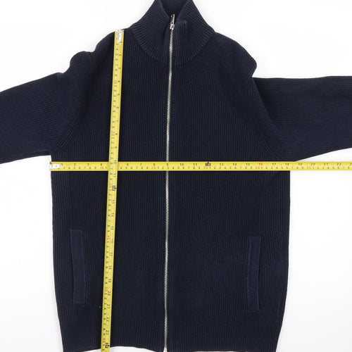 Marks and Spencer Men’s Blue Full Zip High Neck Knit Jumper Small